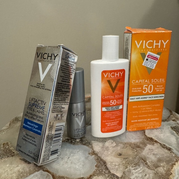 Vichy Capital Soleil Face Sunscreen SPF 50 & Liftactiv Supreme eye & lash serum